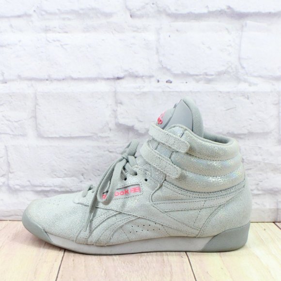 Reebook Shoes - Reebook Gray Suede Lace Up Hook & Loop High Top Training Sneaker Shoes Size 8